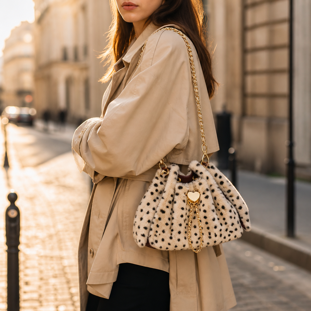 Sac Fourrure Léopard Chaîne Dorée – Sac Tendance Femme 2026