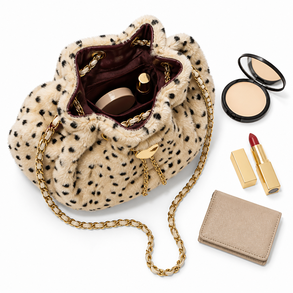 Sac Fourrure Léopard Chaîne Dorée – Sac Tendance Femme 2026