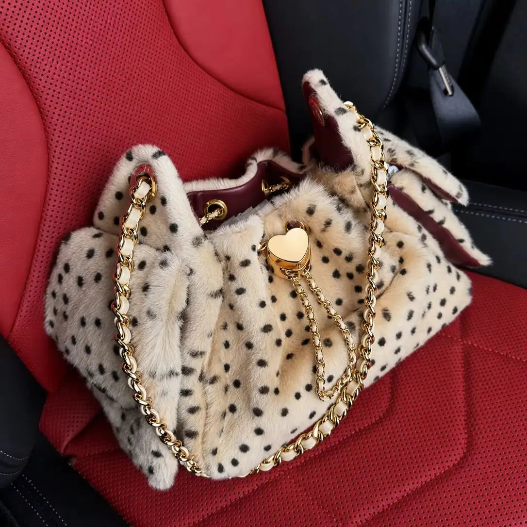 Sac Fourrure Léopard Chaîne Dorée – Sac Tendance Femme 2026
